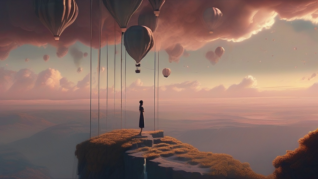 Dream example: Falling helplessly from a great height - Atmospheric dream scene illustration for "Falling helplessly from a great height". Theme: You find y