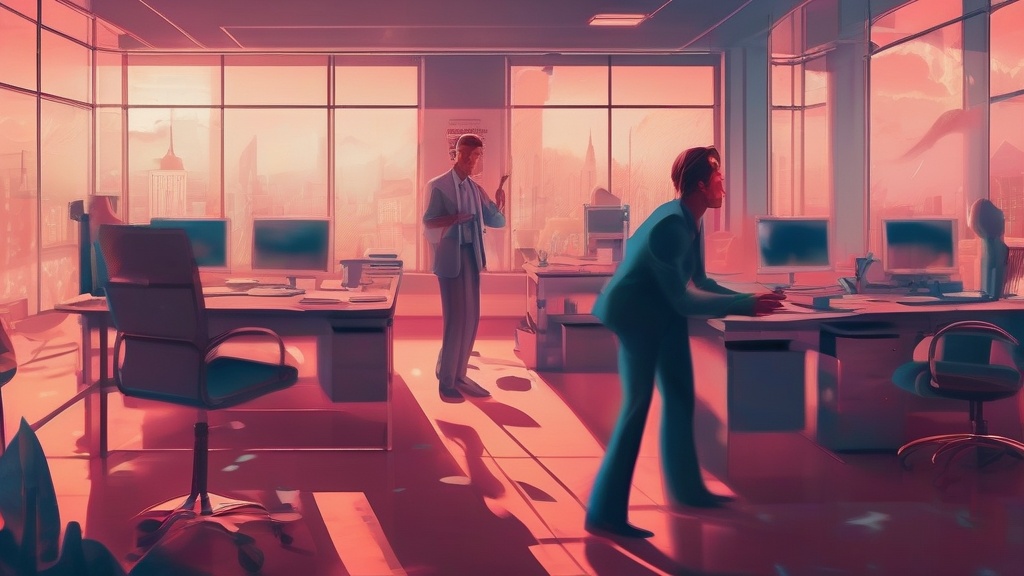 Dream example: Fighting with a co-worker in a dream - Atmospheric dream scene illustration for "Fighting with a co-worker in a dream". Theme: You find you