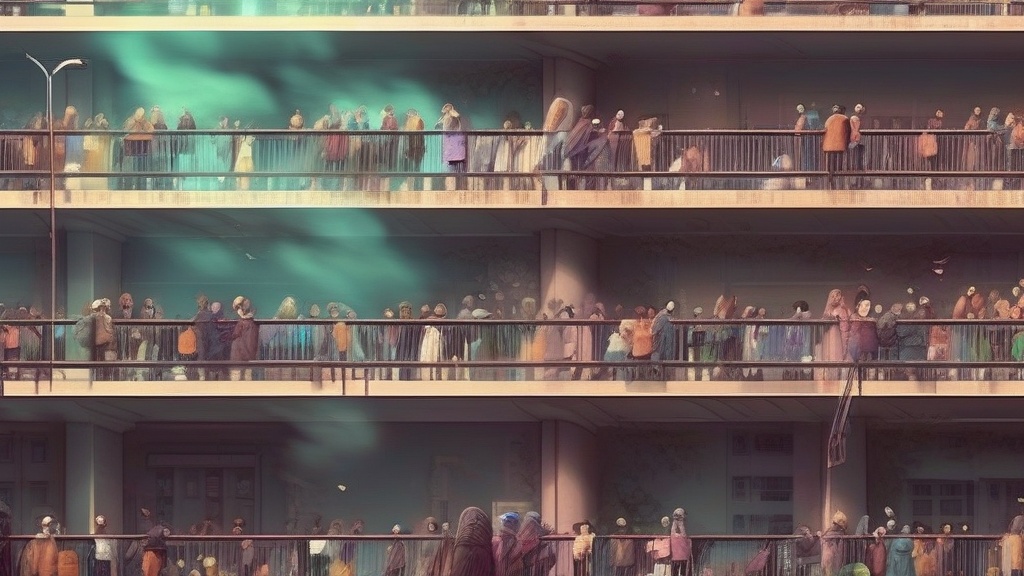 Dream example: Lost in a crowded city - Atmospheric dream scene illustration for "Lost in a crowded city". Theme: You find yourself standing