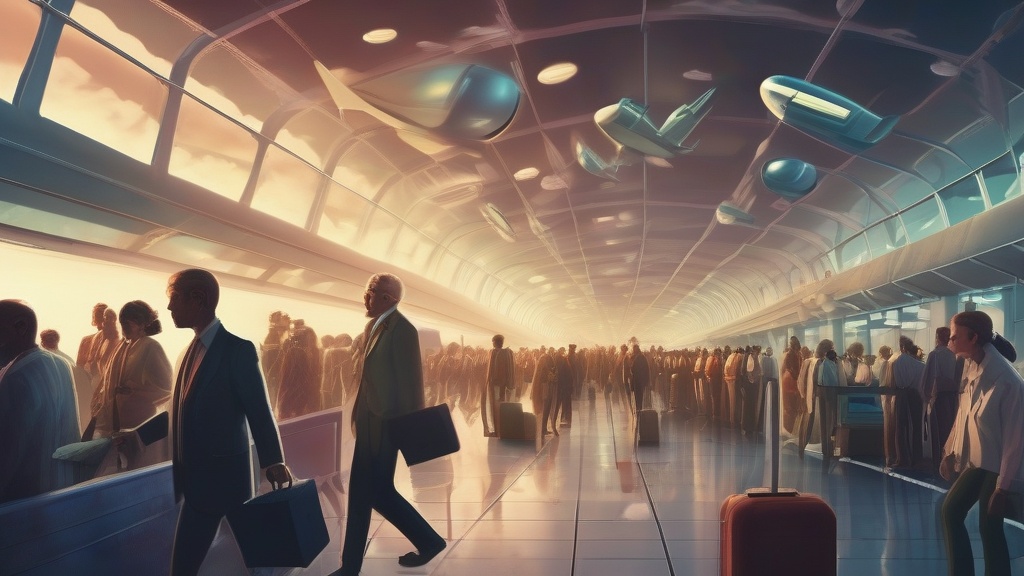 Dream example: Missing a crucial flight - Atmospheric dream scene illustration for "Missing a crucial flight". Theme: You find yourself rushin