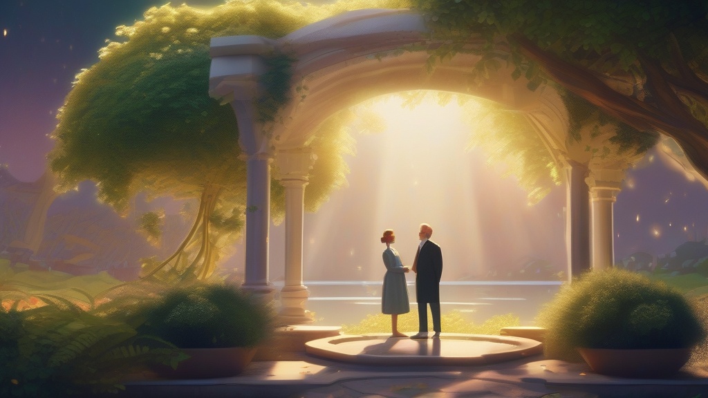Dream example: Receiving advice from a mentor - Atmospheric dream scene illustration for "Receiving advice from a mentor". Theme: You find yourself
