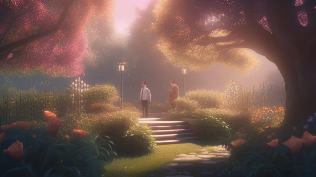 Dream example: Reuniting with a lost loved one - Atmospheric dream scene illustration for "Reuniting with a lost loved one". Theme: You find yourself